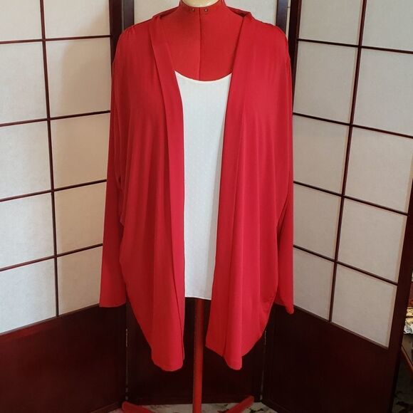 Silhouettes Slinky Red Open-faced Cardigan - Picture 1 of 5